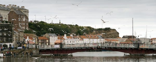 Swing Bridge,River Esk,Whitby,Houses