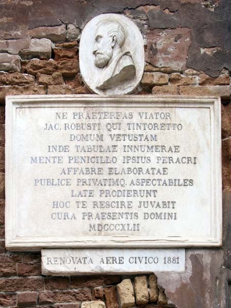 Plaque,Tintoretto's House,3399 Fondamenta dei Mori,Cannaregio,Venice,Venezia