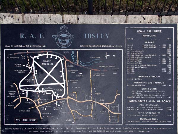 Ibsley Airfield Memorial, Main Plaque