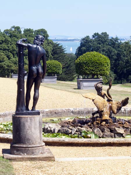 View,Sea,Osborne House,Statues,Fountain,Balustrade
