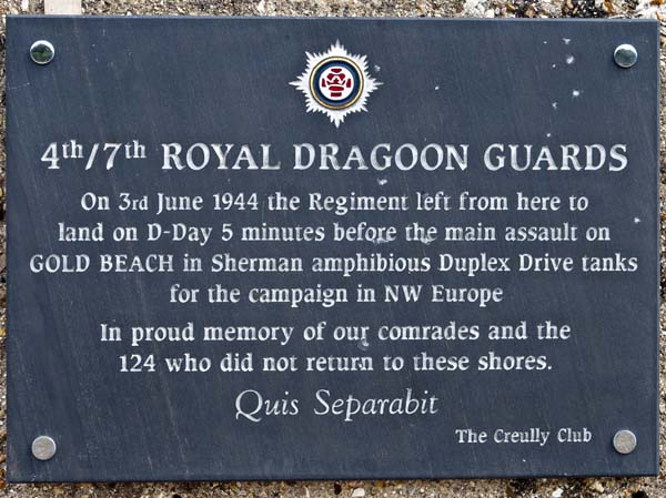 Plaque,Royal Dragoon Guards,Memorial,Lepe,Stansore Point