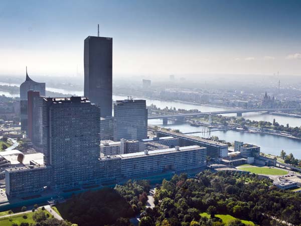 VIC,Danube Tower,Donauturm,Vienna International Centre,River,Wien