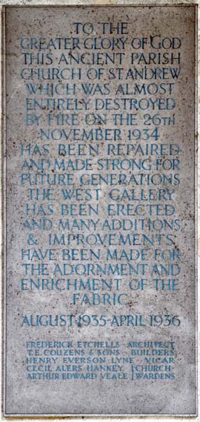 Plaque,St Andrew's Church,West Dean