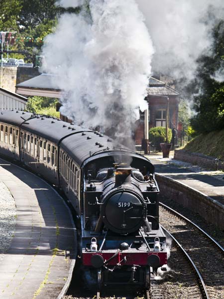 GWR,Prairie Tank,5199,Steam Engine,Train,Llangollen,Railway Station