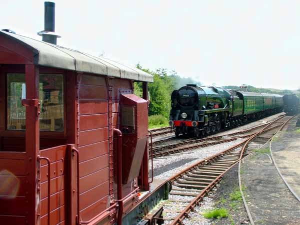 Corfe Castle Station,34028 Eddystone,Steam Engine,Locomotive,Train Station,Brakevan,Guard's Van,Guards Van,Swanage Railway,Heritage,Purbeck