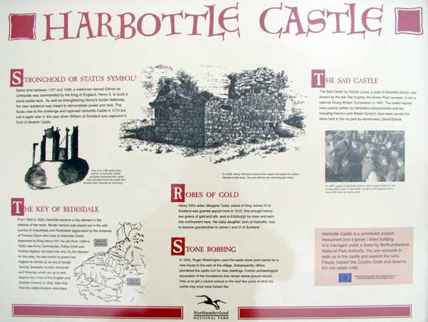 Cheviots,Harbottle Castle,Plaque
