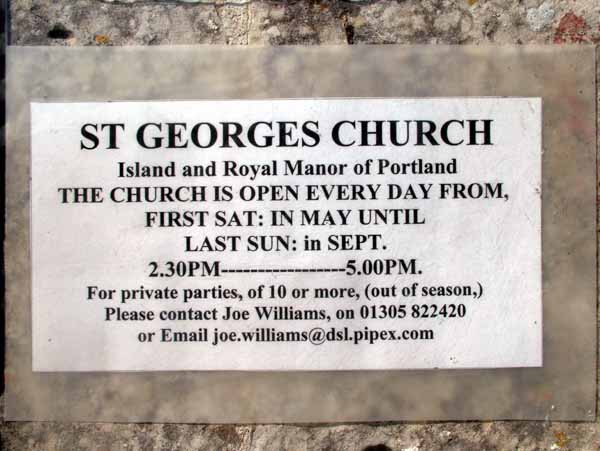 Portland,Reforne,St Georges,St George's Church,Opening Plaque