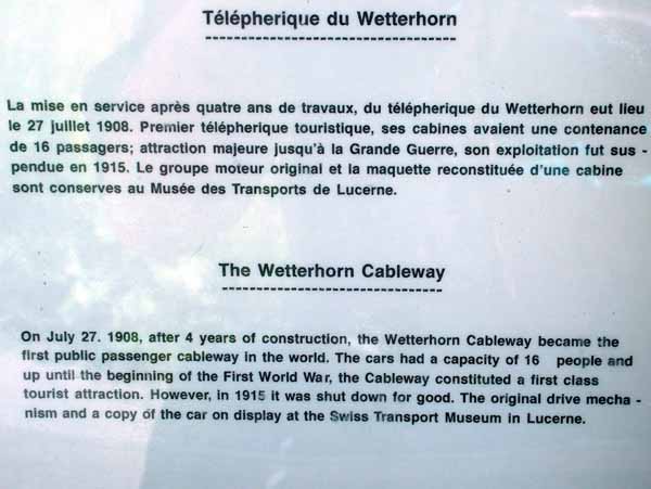 Cable Car,Cablecar,Wetterhorn,History,Plaque